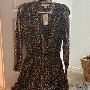 Michael Kors Animal Print Long Sleeve Dress